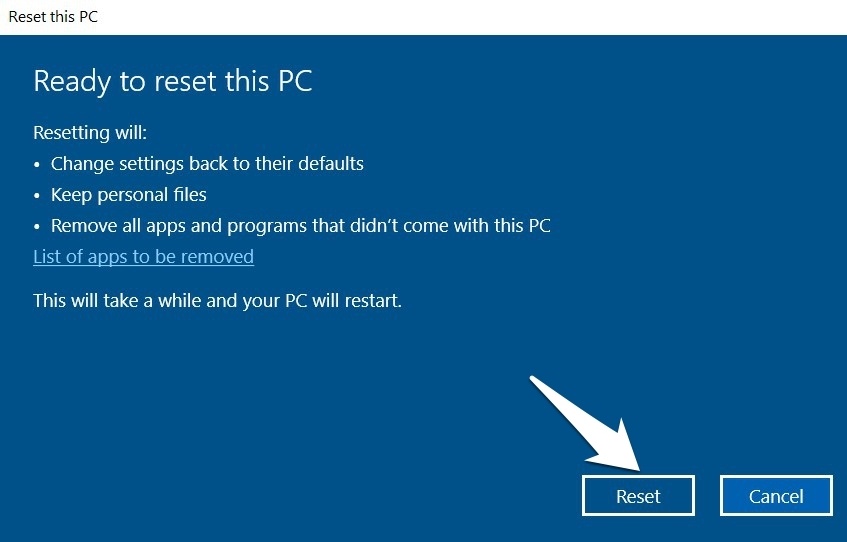 Сброс настроек до значений по умолчанию
