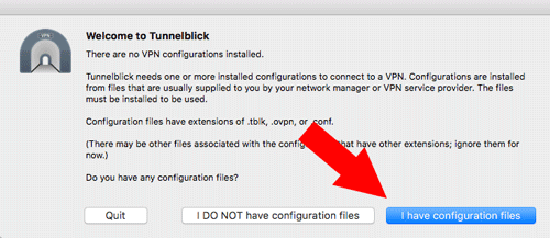Подсказка по установке конфигураций в Tunnelblick