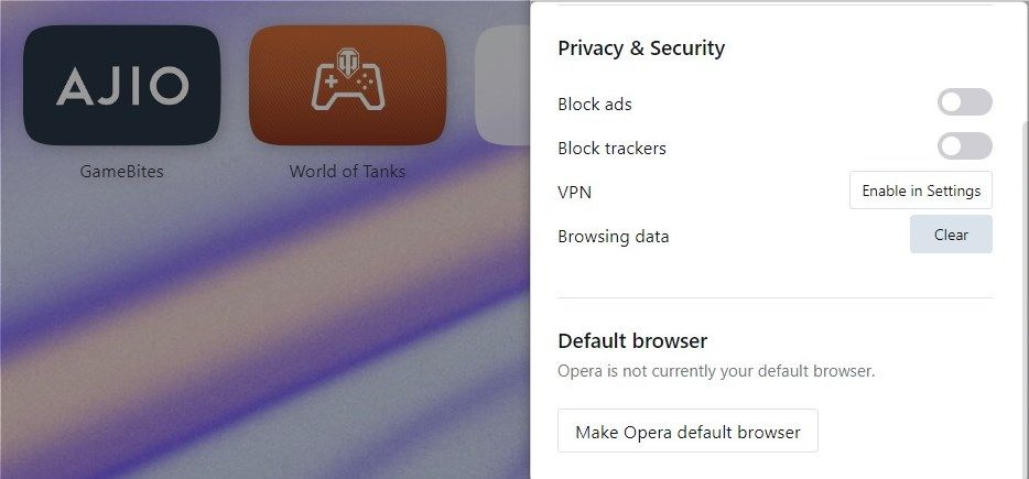 Очистка данных в браузере Opera