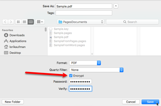 Диалог шифрования в Preview