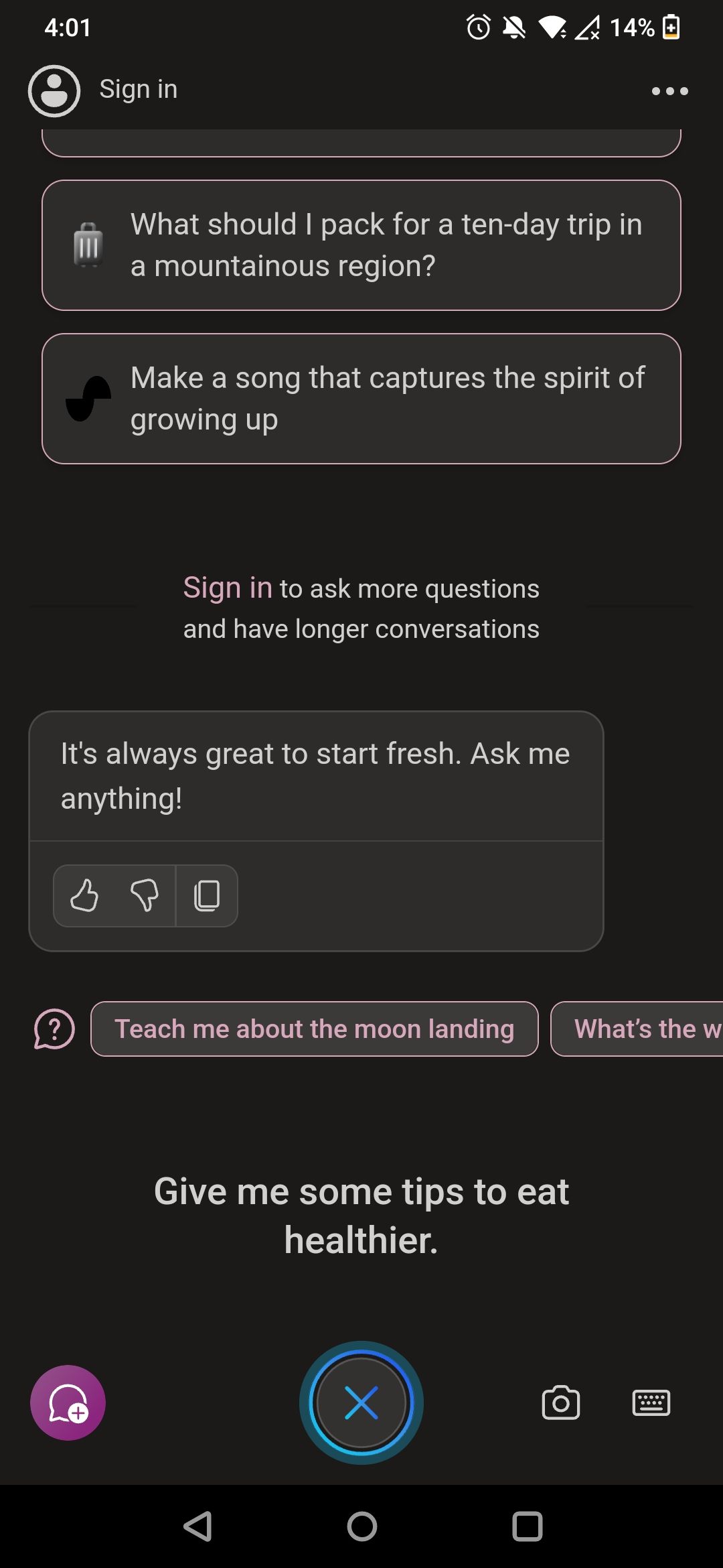 Пример голосового запроса в Microsoft Copilot