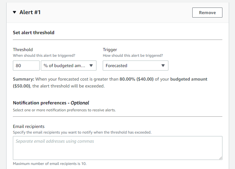 Пример настройки уведомлений по прогнозу и получателей