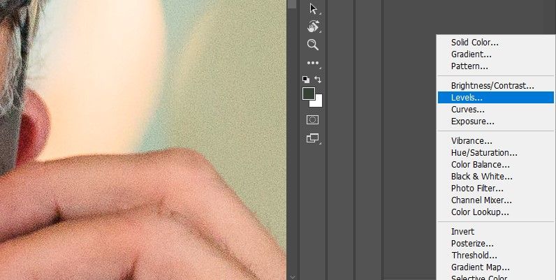 Создание корректирующего слоя Levels