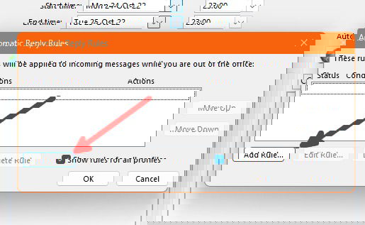 Окно добавления правила для автоматических ответов