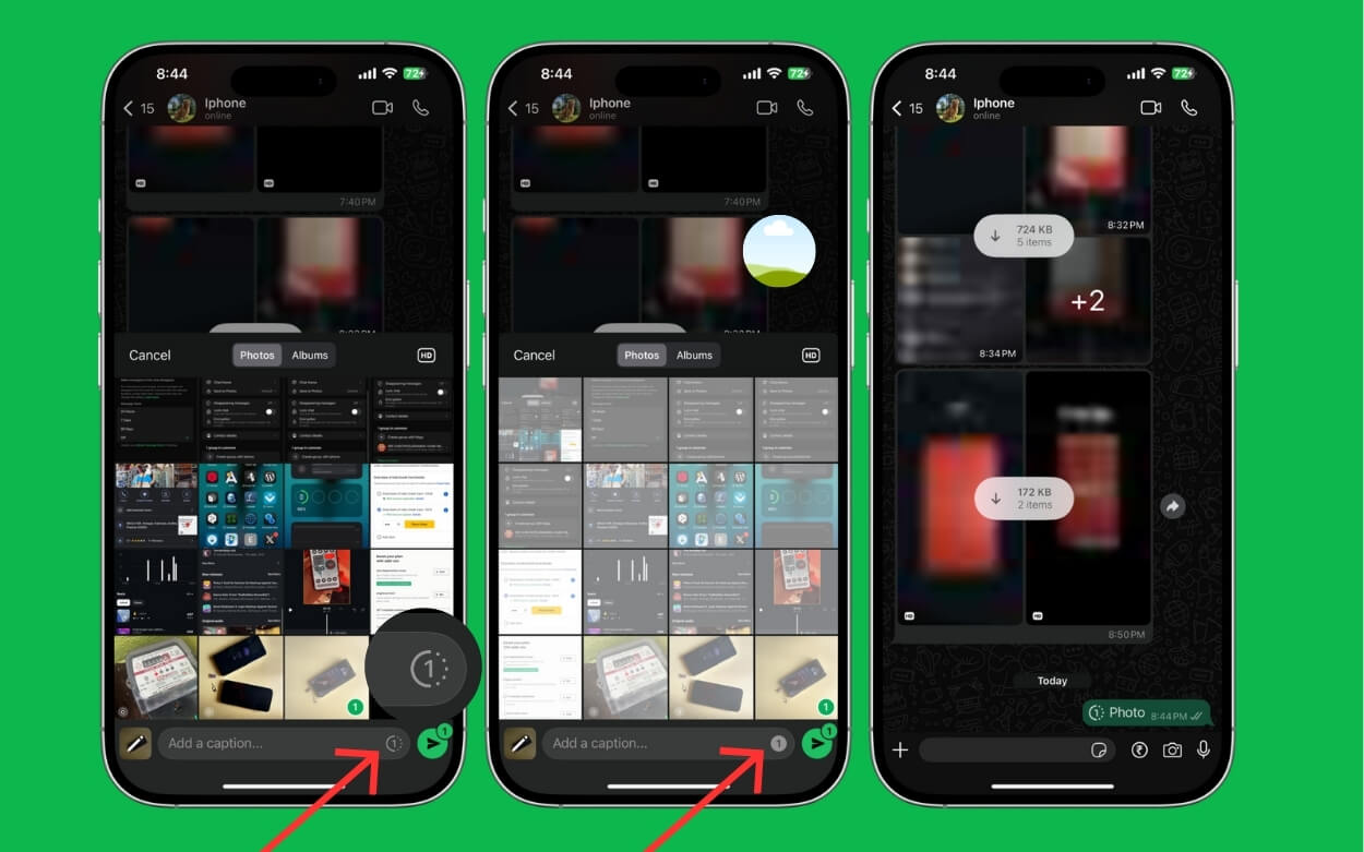 Отправка медиа в режиме «Просмотр один раз»