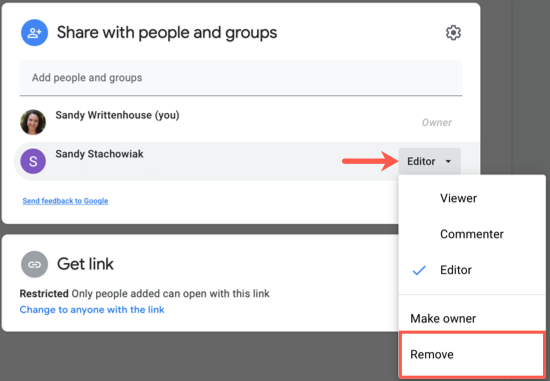Удаление участника из списка доступа