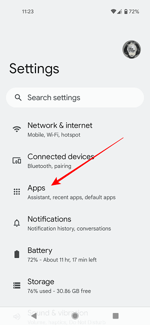 Список приложений на Pixel