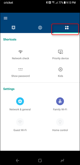 Интерфейс приложения Wifi с вкладками