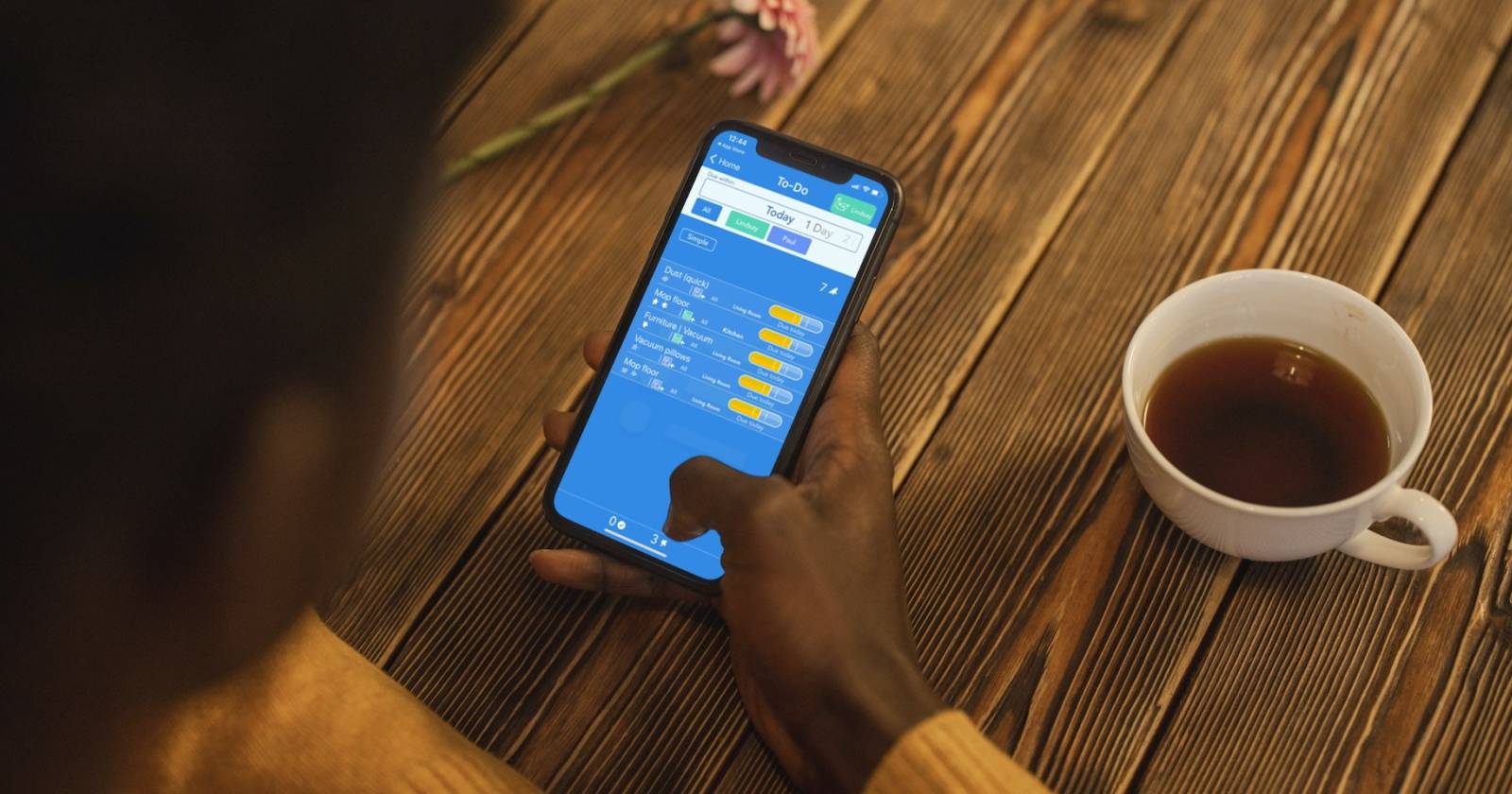 Person using Tody app on an iPhone