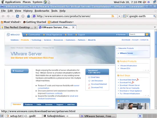 Установка VMware Server 2 на Debian Lenny