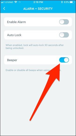 Переключатель Beeper выключен в приложении