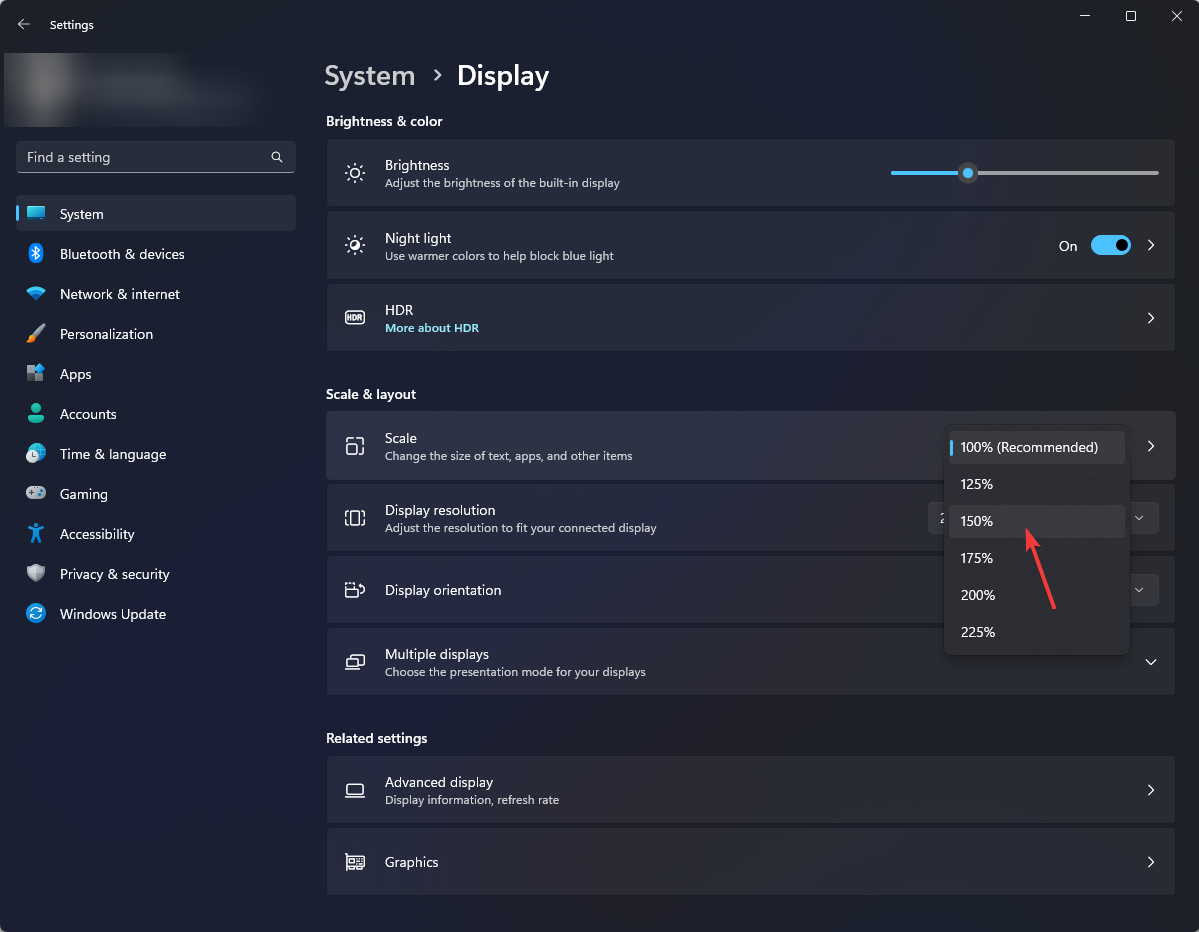 Настройки масштабирования DPI