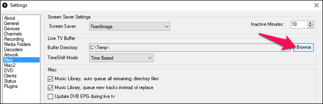 Папка для буфера живого ТВ