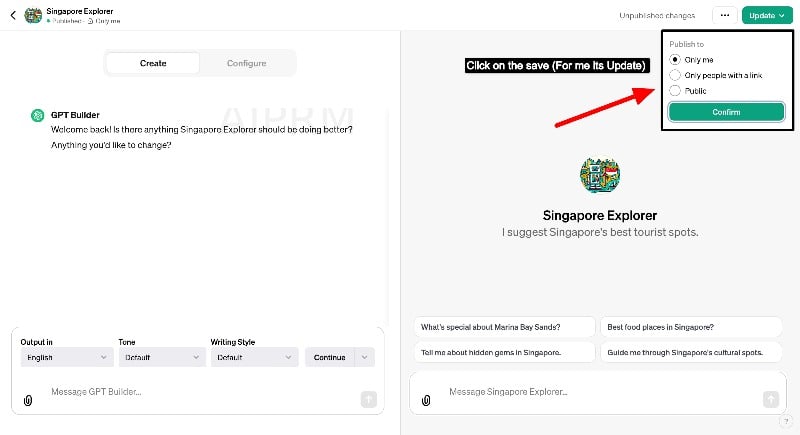 Сохранение кастомного GPT на платформе