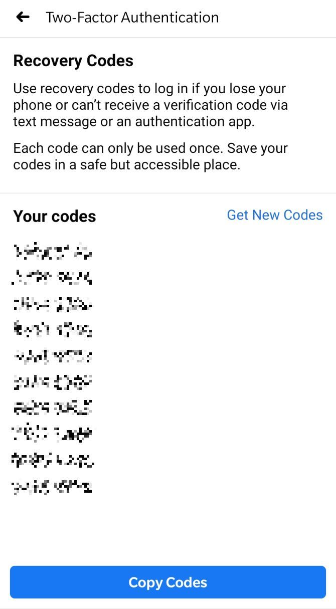 Сохраните резервные коды восстановления из мобильного приложения Facebook