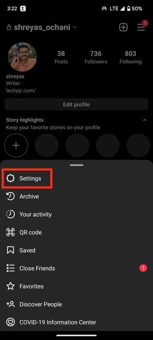 instagram profile settings