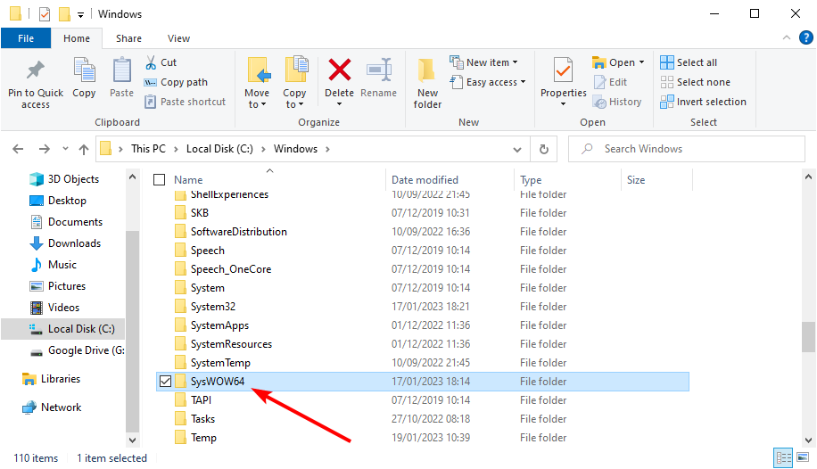 Папка SysWOW64 в Windows