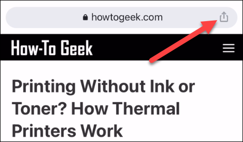 Нажмите кнопку Поделиться в Chrome на iPhone
