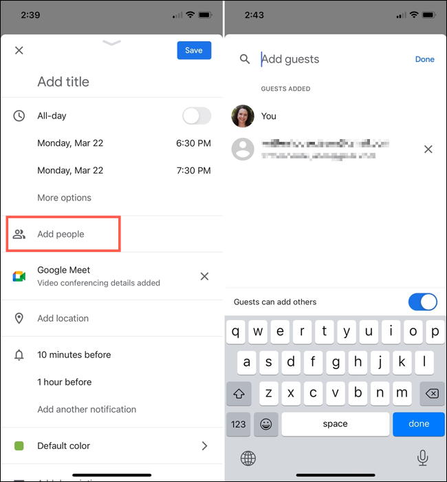 Нажмите Add People и найдите гостя