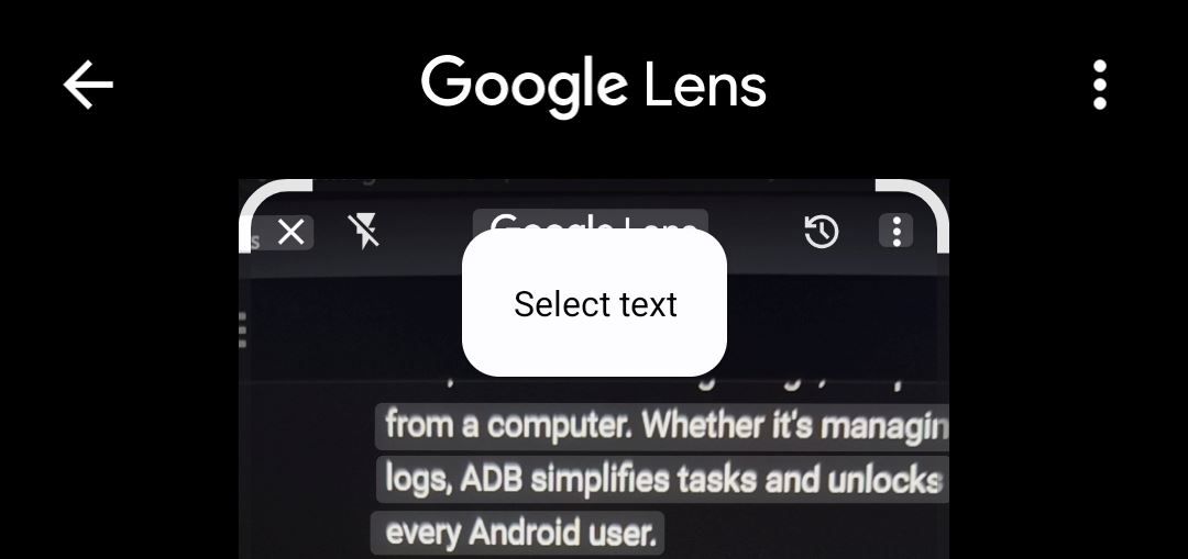Кнопка Выделить текст в Google Lens