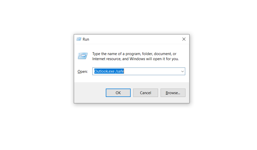 Запуск Outlook через окно Выполнить