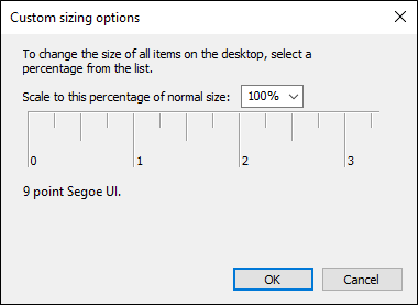 Снимок: окно установки пользовательского масштабирования