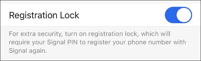 Переключатель включения Registration Lock в списке конфиденциальности
