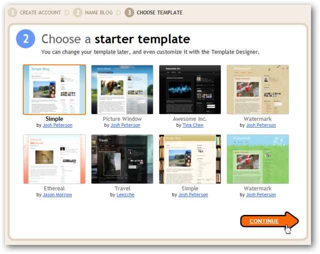 Selezione template Blogger