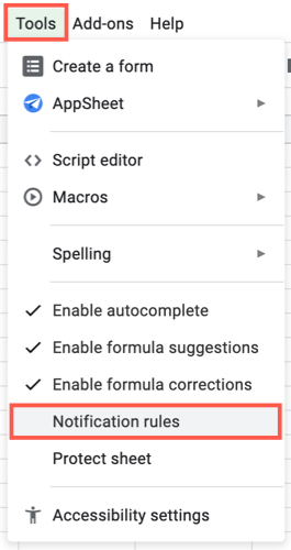 Click Tools, Notification Rules