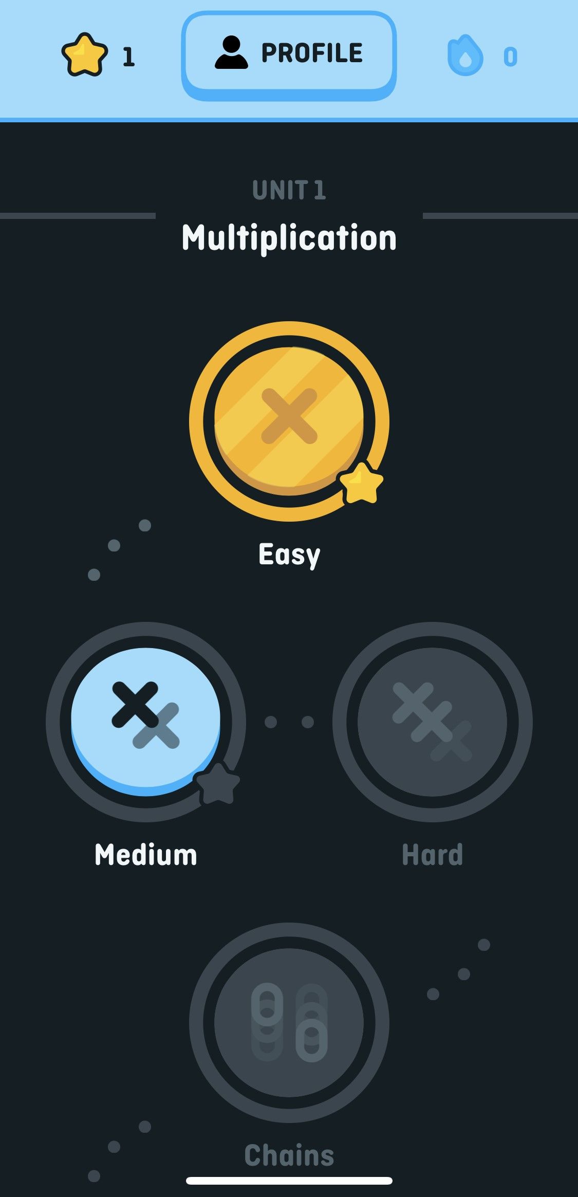 Зарабатывание звезды в Duolingo Math — экран с подтверждением