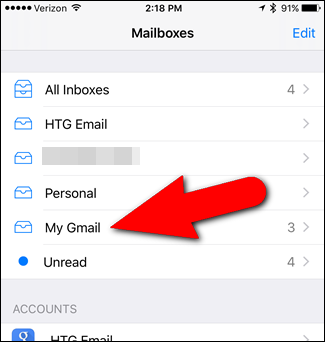 Gmail внутри приложения Почта iOS