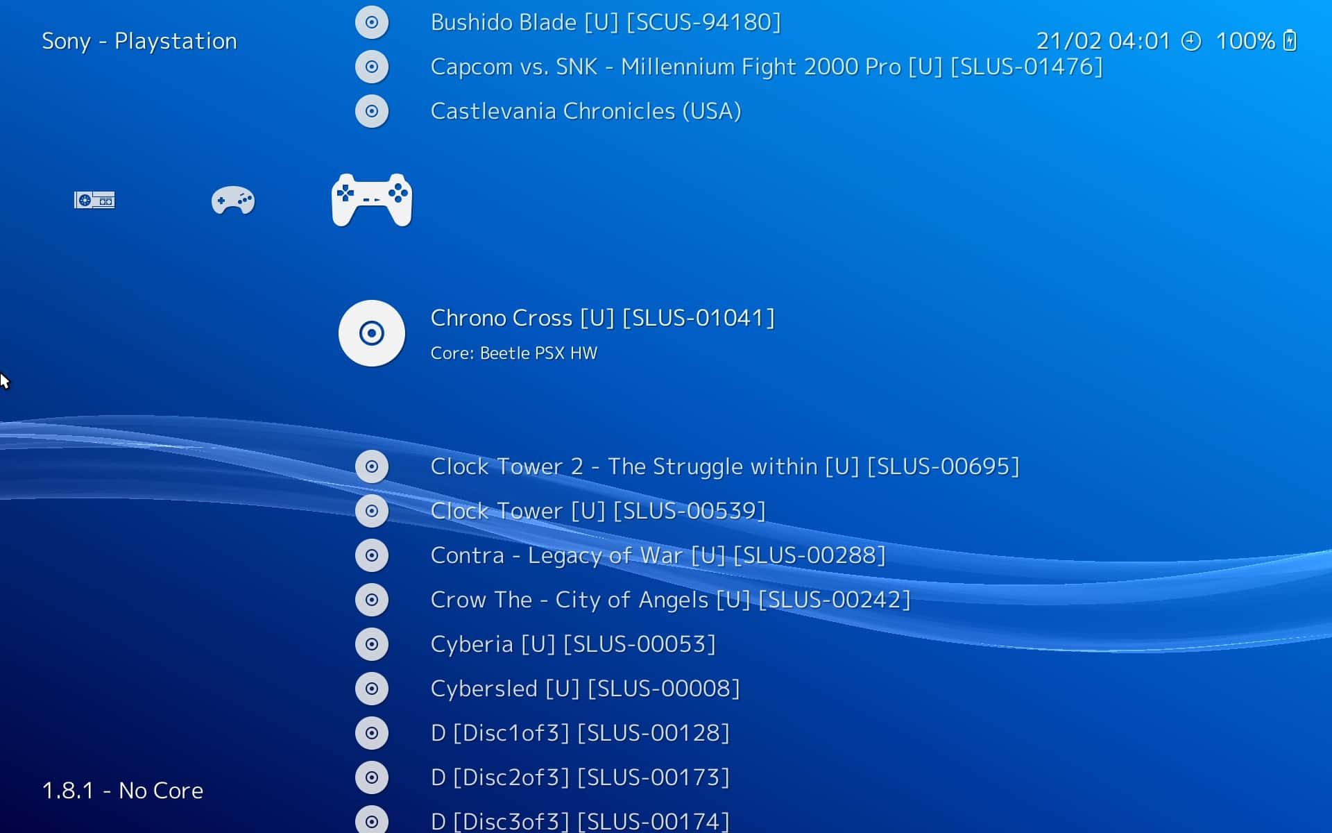 Выбор игры PSX