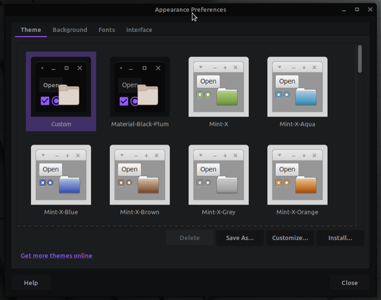 изменение темы через настройки
