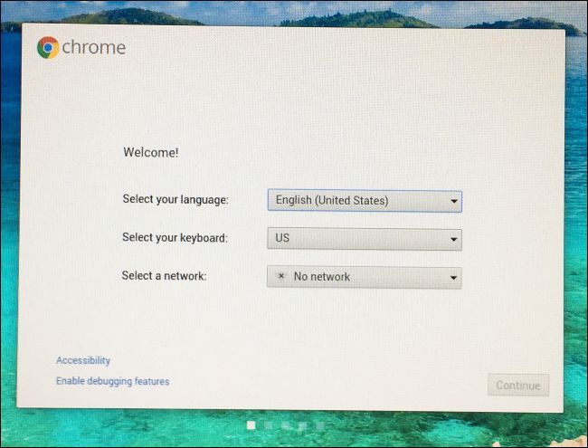 Мастер установки Chrome OS после восстановления
