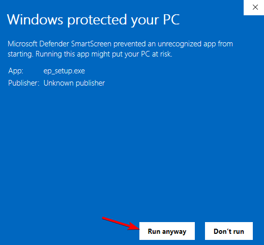 Подтверждение запуска приложения через More info → Run anyway