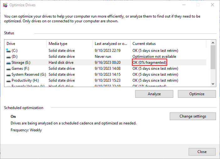 Диск успешно дефрагментирован