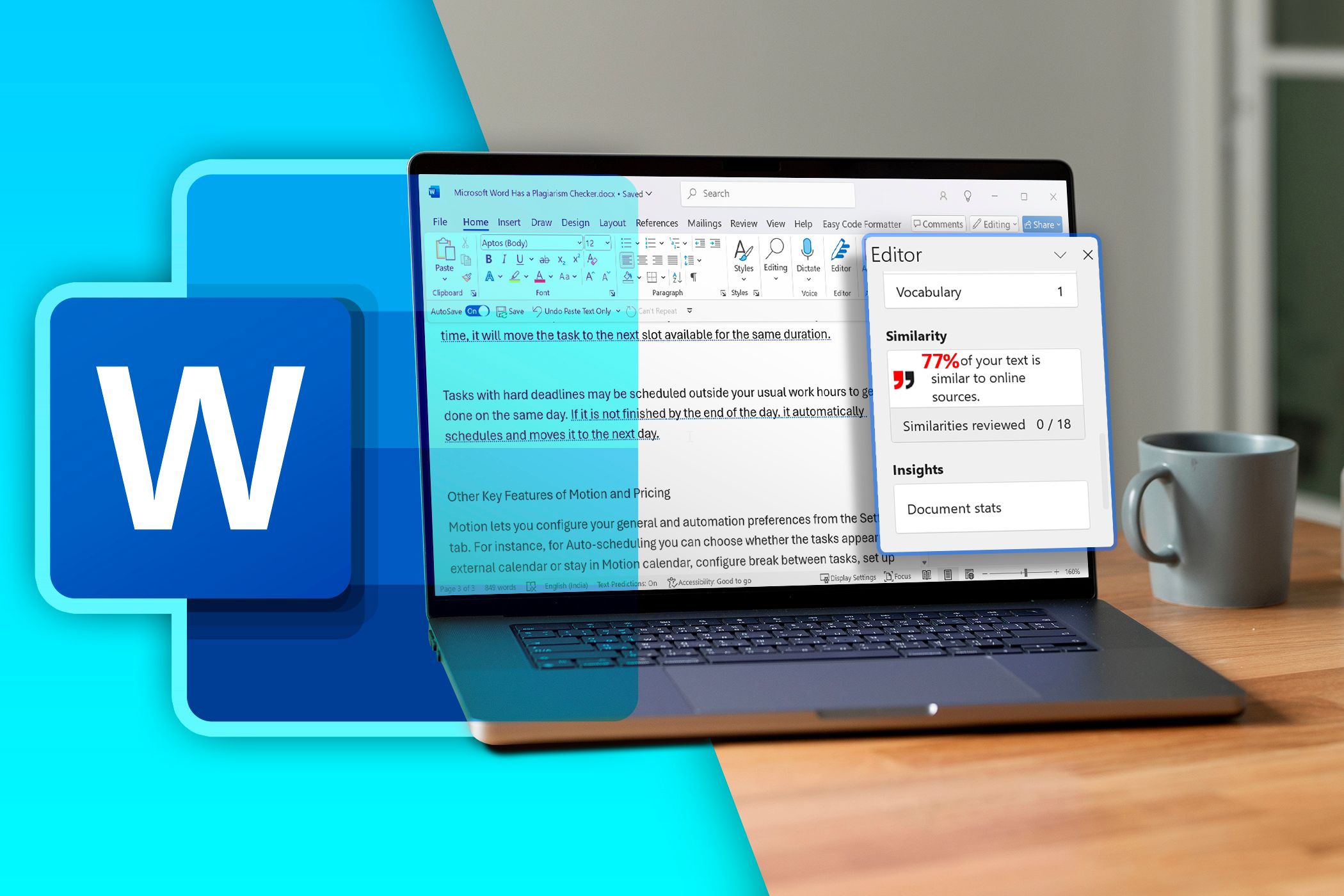 Проверка плагиата в Microsoft Editor