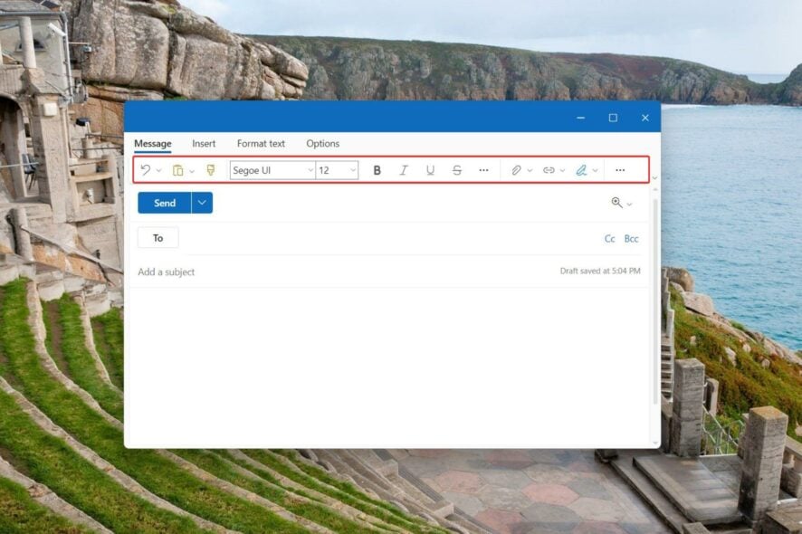 Вернуть панель инструментов в Outlook