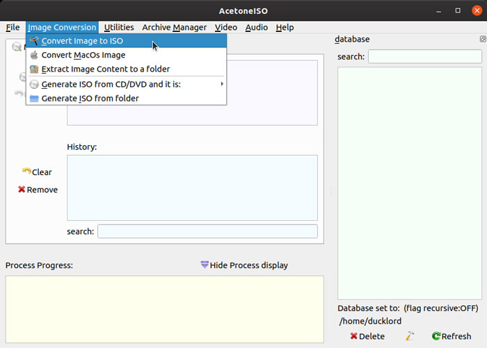 AcetoneISO — главное окно программы