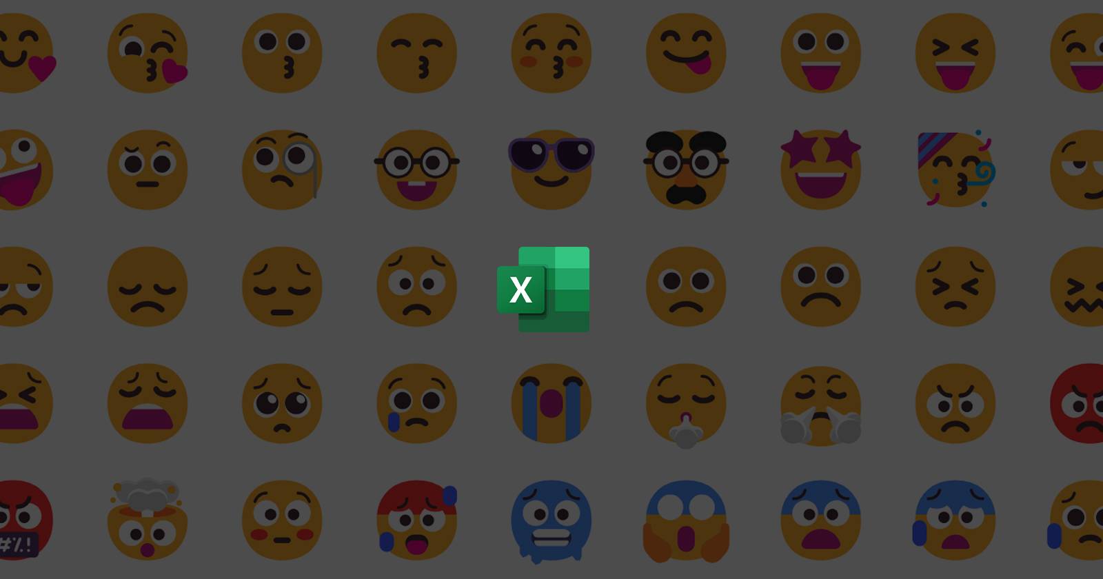 Логотип Excel между эмодзи
