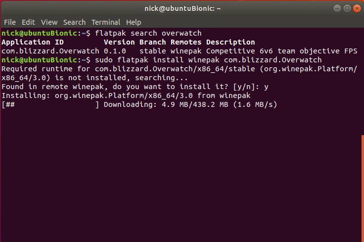 Установка Overwatch через Winepak
