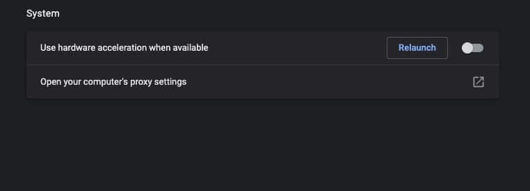 Chromeのシステム設定