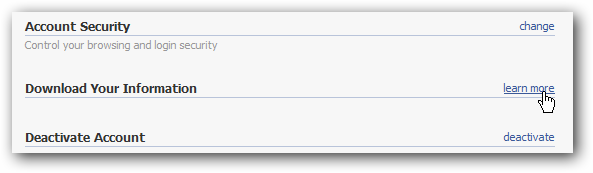 Ссылка для загрузки архива Facebook
