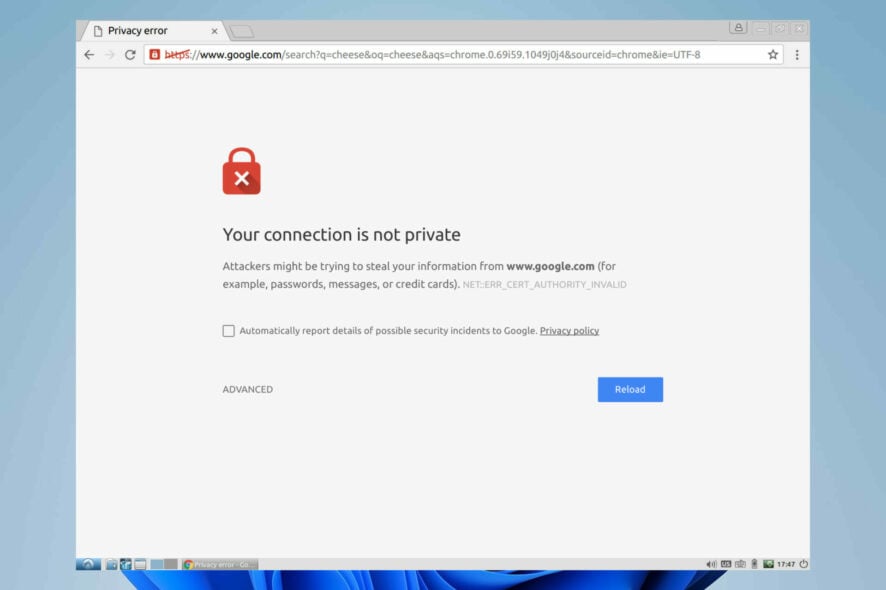 Ignorar errores de certificado en Chrome — guía segura