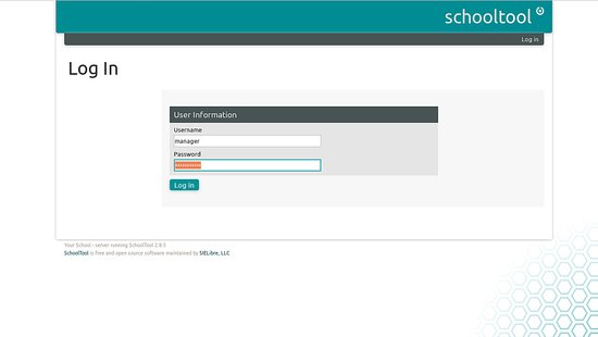 Форма авторизации SchoolTool