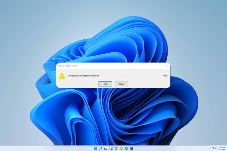 Исправить Unrecognized database format MDB