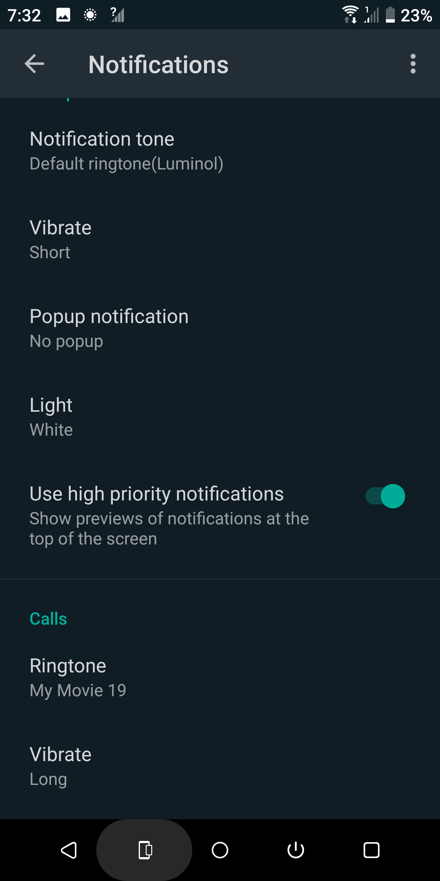 Настройки уведомлений и звонков в WhatsApp