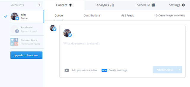 Панель управления Buffer с планировщиком публикаций