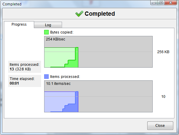 Окно с результатами выполненной синхронизации