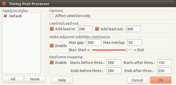 Инструмент постобработки таймингов